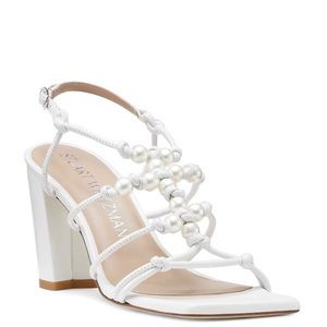 Stuart Weitzman Pearl Knot 80s Block Sandal - size 8.5 never worn!